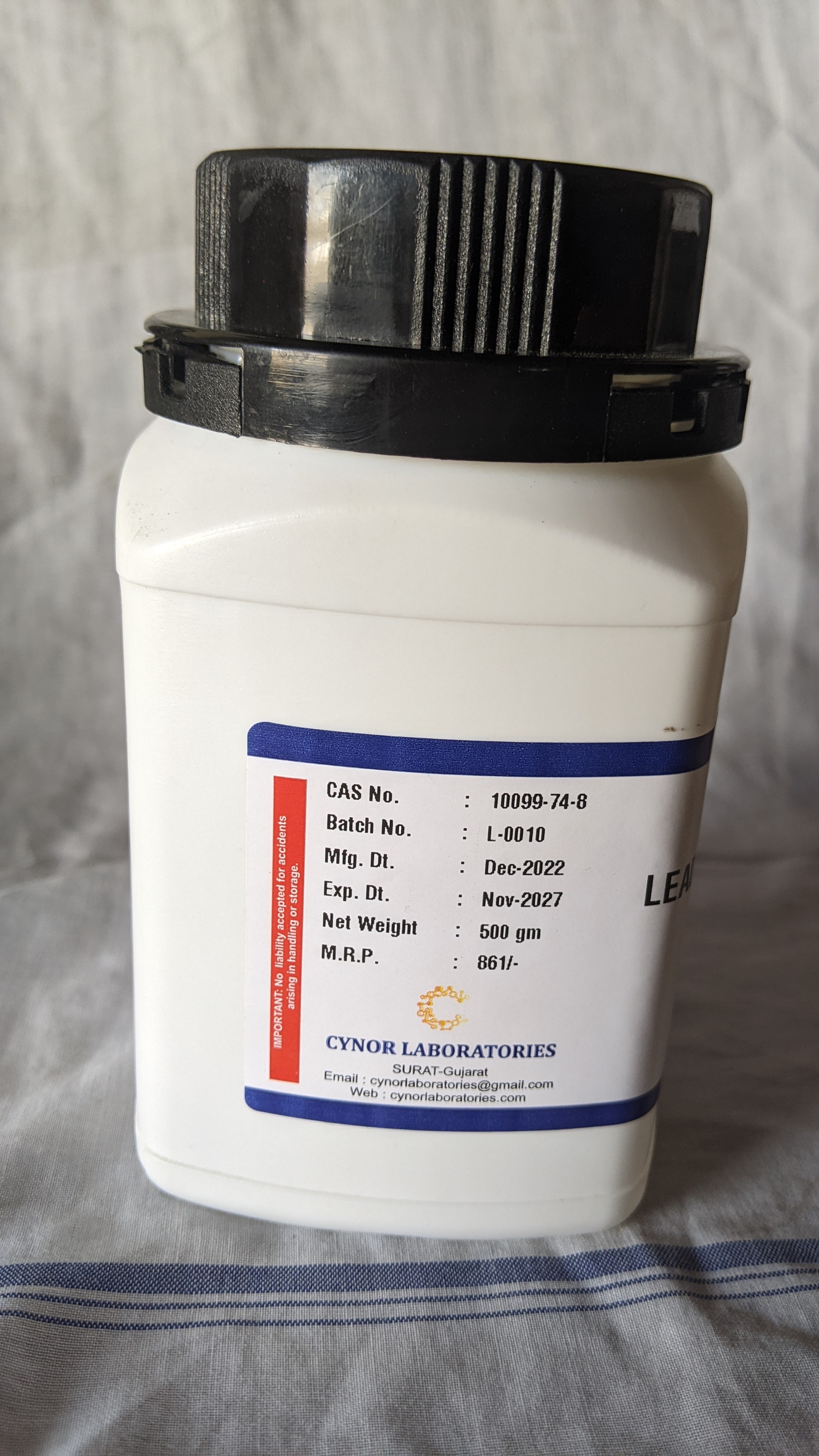 Lead Acetate Trihydrate - 99% Extra Pure, White To Off-white Crystalline Powder, Cas No: 6080-56-4, Lab Grade, Ideal For Textile Printing, Hair Coloring Dyes, And Paints