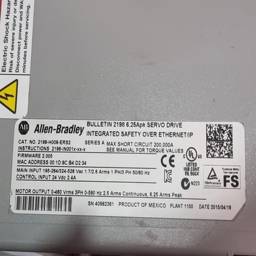 Allen Bradley 2198-h008-ers2 Kinetix 5500 Servo Drive