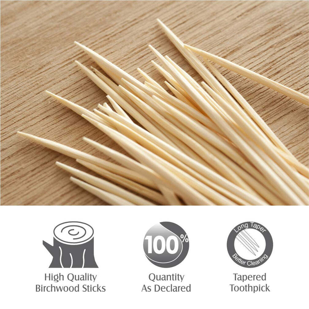 Wooden Toothpicks With Dispenser Box (0834) - Wooden Material, 100 Grams Weight | Ideal For Various Uses, Natural Wooden Color