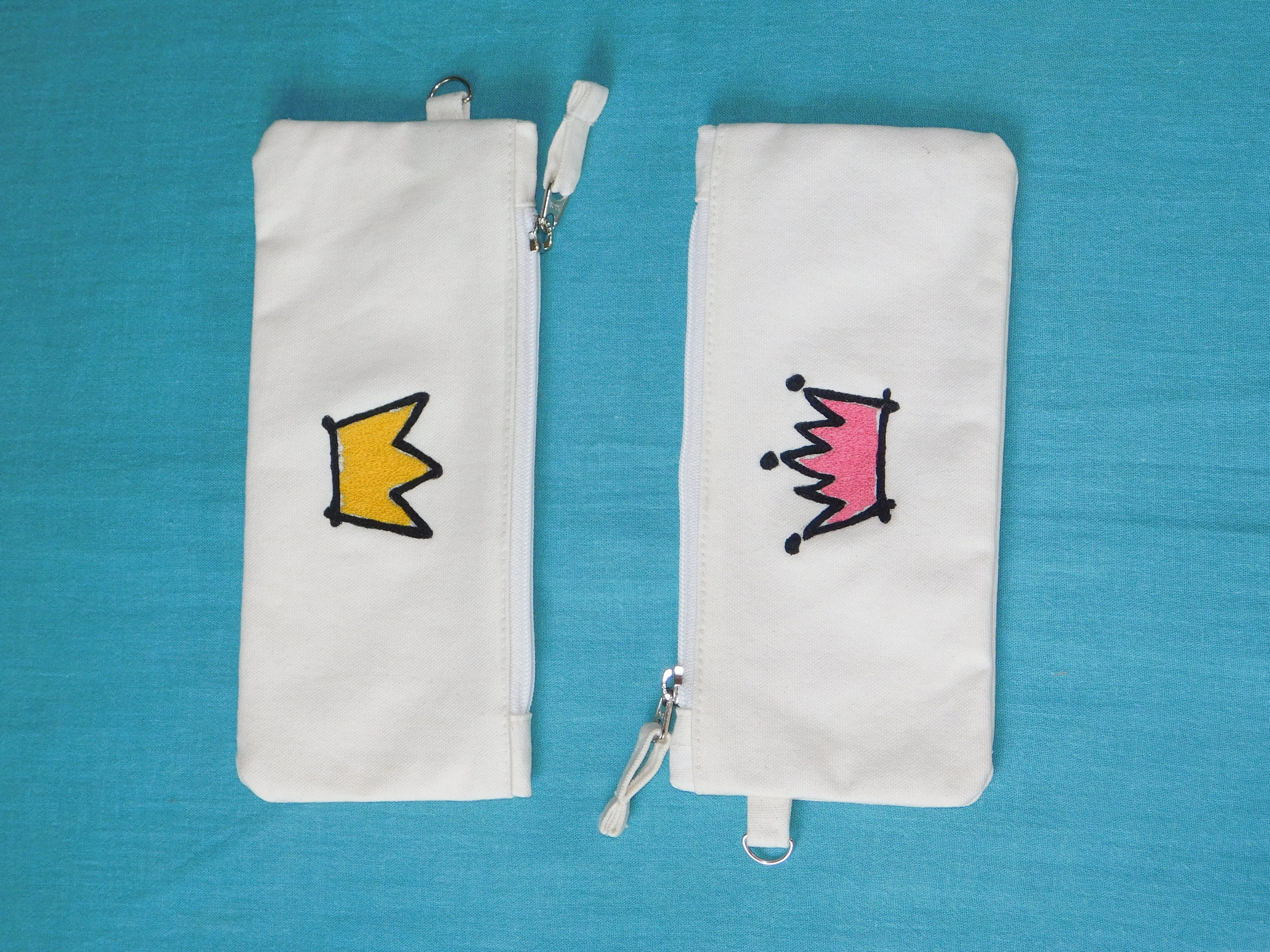 Pencil Bag - Cotton, 10x5x2 Cm, White | Durable, Portable, Zipper Closure, Pencil Storage