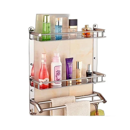 सिल्वर बाथरूम वॉल शेल्फ