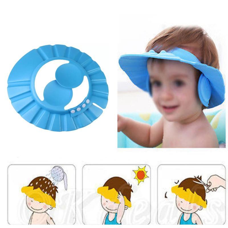 Adjustable Safe Soft Baby Shower Cap (0378) - Plastic, Standard Size, Multi-color | Ultra-soft Design, Prevents Water From Baby's Face, Adds Fun To Hair Washing
