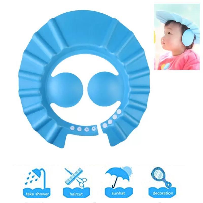 Adjustable Safe Soft Baby Shower Cap (0378) - Plastic, Standard Size, Multi-color | Ultra-soft Design, Prevents Water From Baby's Face, Adds Fun To Hair Washing