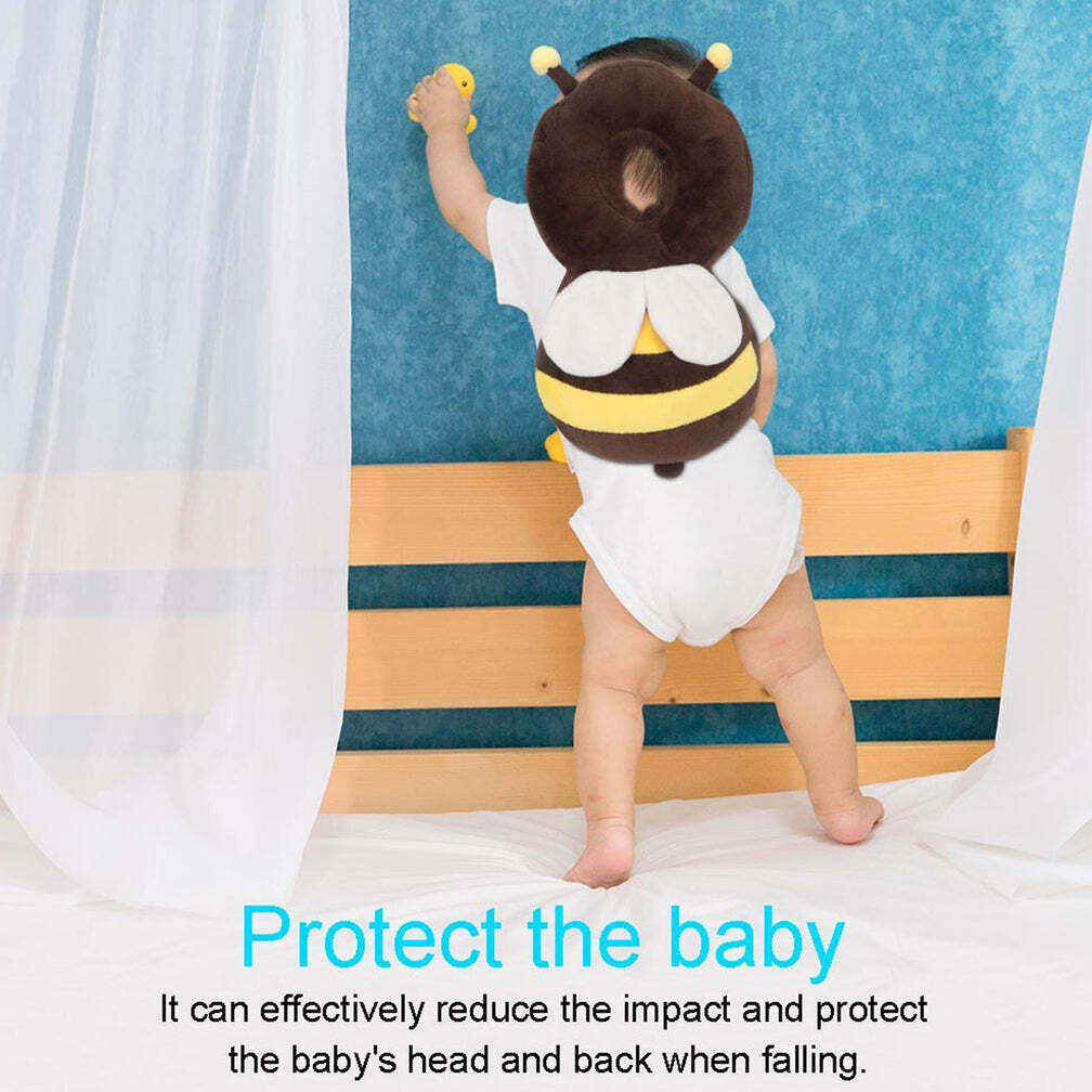Small Baby Head Protector Baby Toddlers Head Safety Pad (Multi Design) (6629) - Soft Material, 33x19x9 Cm, Multi/assorted Colors | Adjustable Elastic Straps, Cartoon Style Design, Lightweight Protection For Crawling Babies