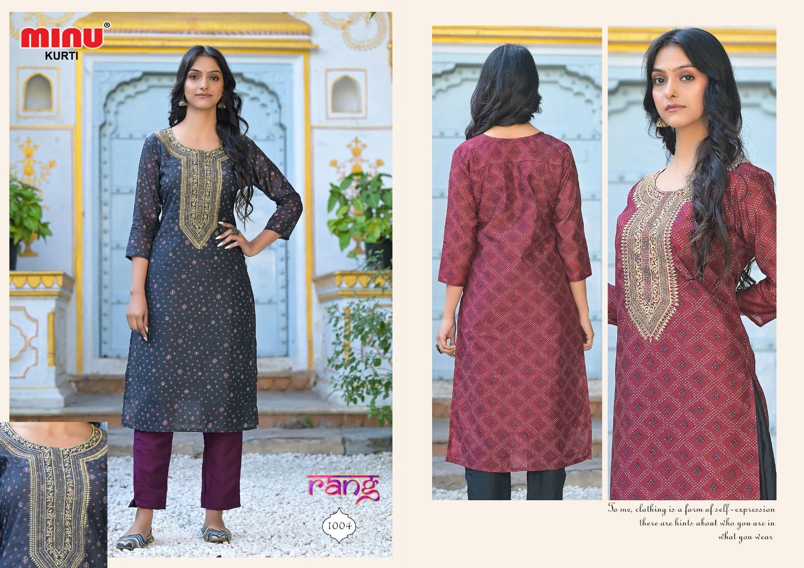 Chanderi Bandej Print Embroidery Kurti With Pant - M, L, Xl Sizes Available | Elegant 6 Dressing Set For Women