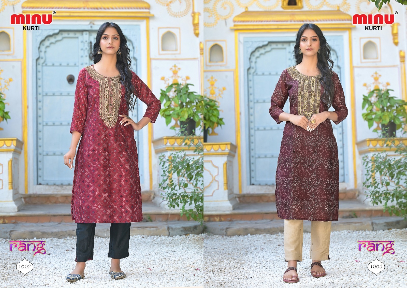 Chanderi Bandej Print Embroidery Kurti With Pant - M, L, Xl Sizes Available | Elegant 6 Dressing Set For Women