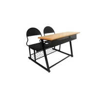 Black School Dual Desk Bench