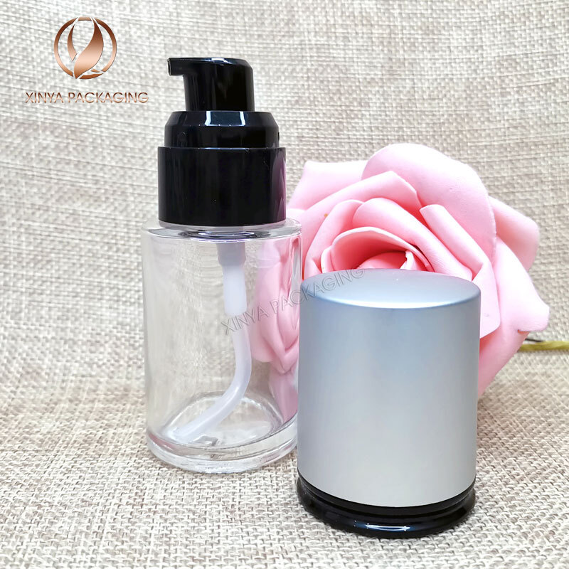 20ml 30ml 40ml Clear Pump Glass Bottle Foundation Concealer Primer Sunscreen Makeup Skincare Comsetic Packaging Capacity: 20-30-40ml