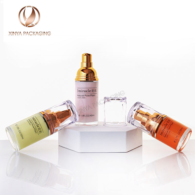 Clear Glass Pump Bottle Set - 20-30-40ml | Rose Gold Pump, Custom Logo, Screen Printing, Ideal For Skincare And Cosmetics