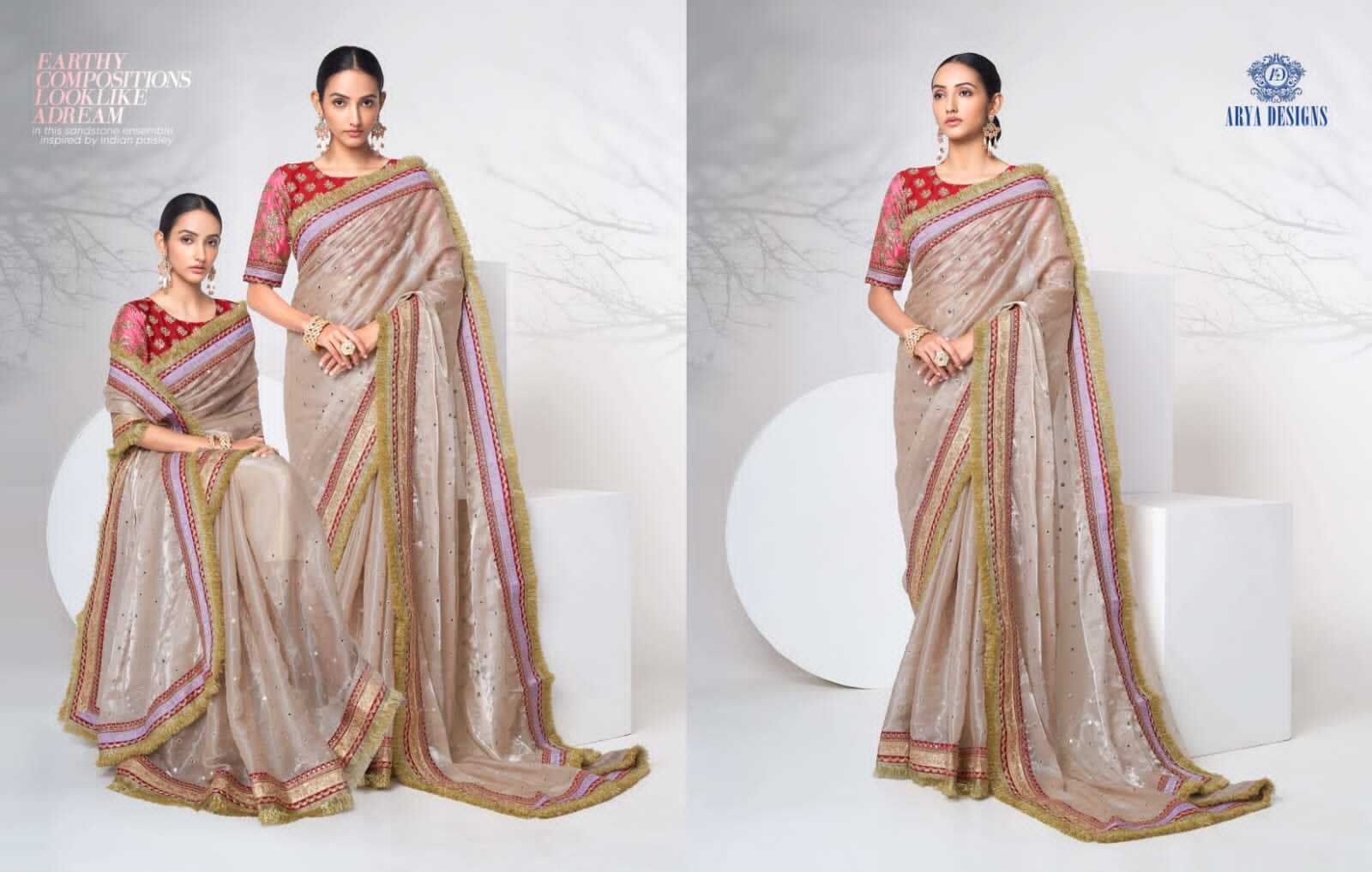 Arya Designer Sarees - Silk Material, Embroidered Pattern | Stone Closure, Zari Work For All Seasons