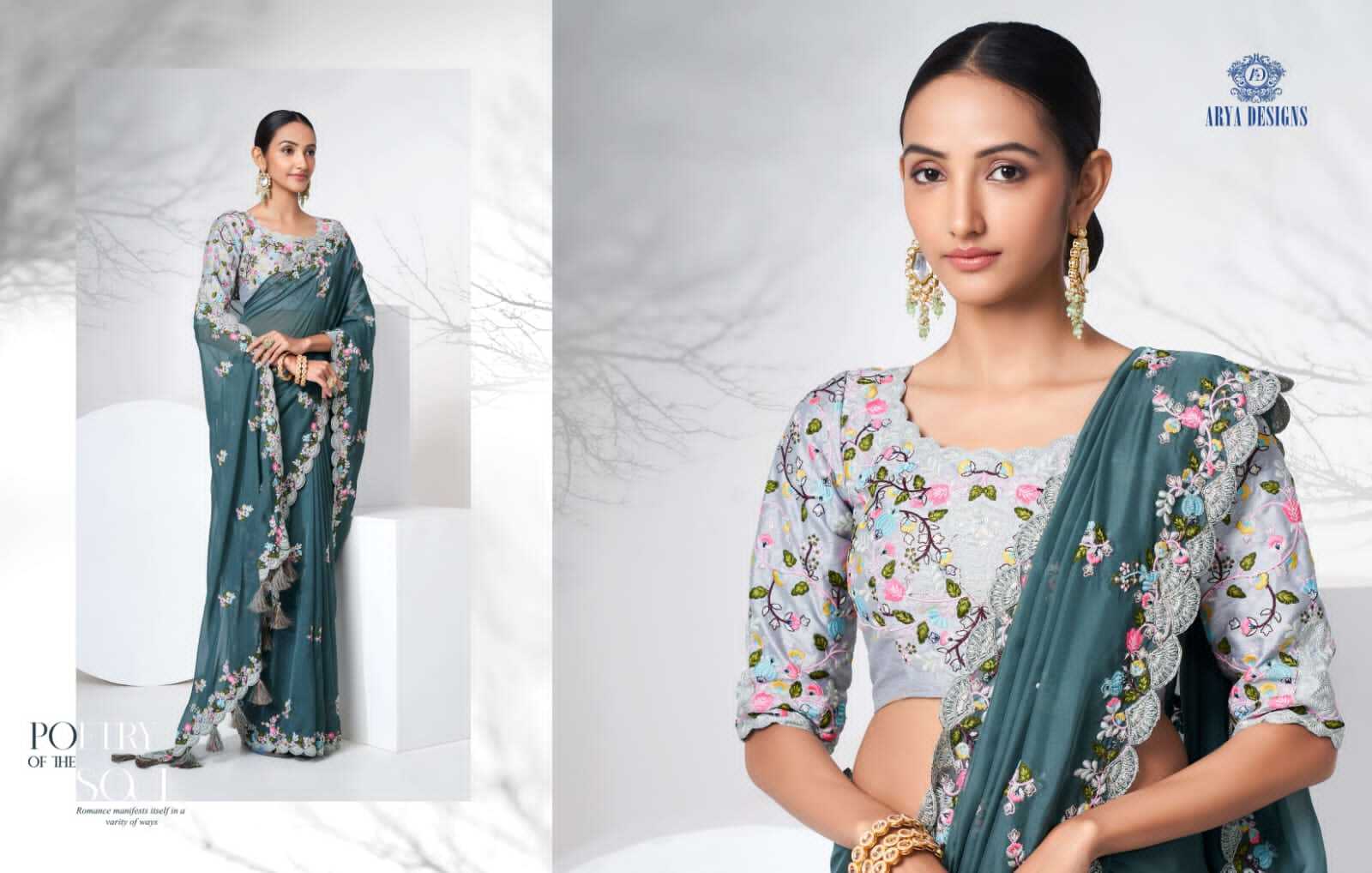 Arya Designer Sarees - Silk Material, Embroidered Pattern | Stone Closure, Zari Work For All Seasons