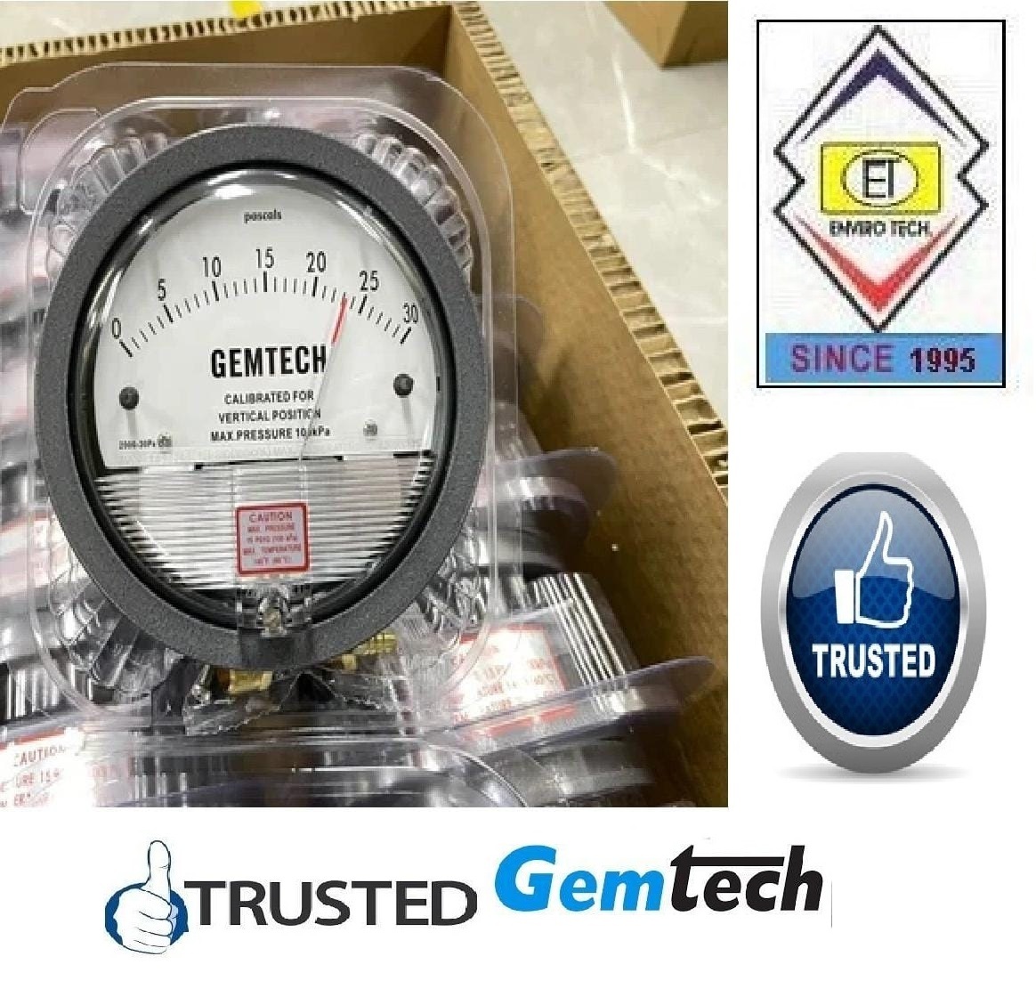 Gemtech Instruments Differential Pressure Gauge Range 0-10 Mm Accuracy: A A 2% (-Ha Model A A 1) Of Fs (A A 3% (-Ha A A 1.5%) On -0