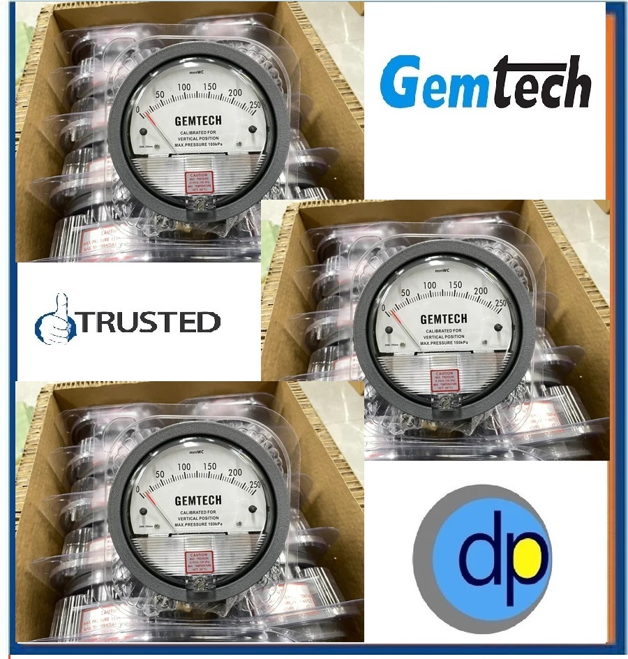 S2000 Gemtech Differential Pressure Gauge - Metal Alloy, 112 Mm Diameter, Matte Black Finish | Shock Resistant, 2% Accuracy, Suitable For Medical & Industrial Applications