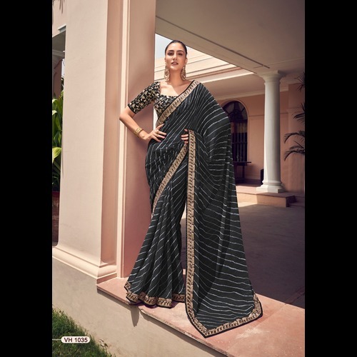 Gorgette Saree - Color: Yellow