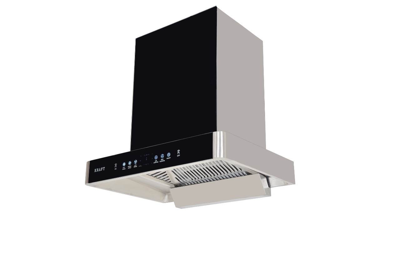 900mm Black Chimney - Stainless Steel, 1900 M3/hr Air Flow | Wall Mounted Vented Design, 54 Db Noise Level, Galvanized Steel Pipe
