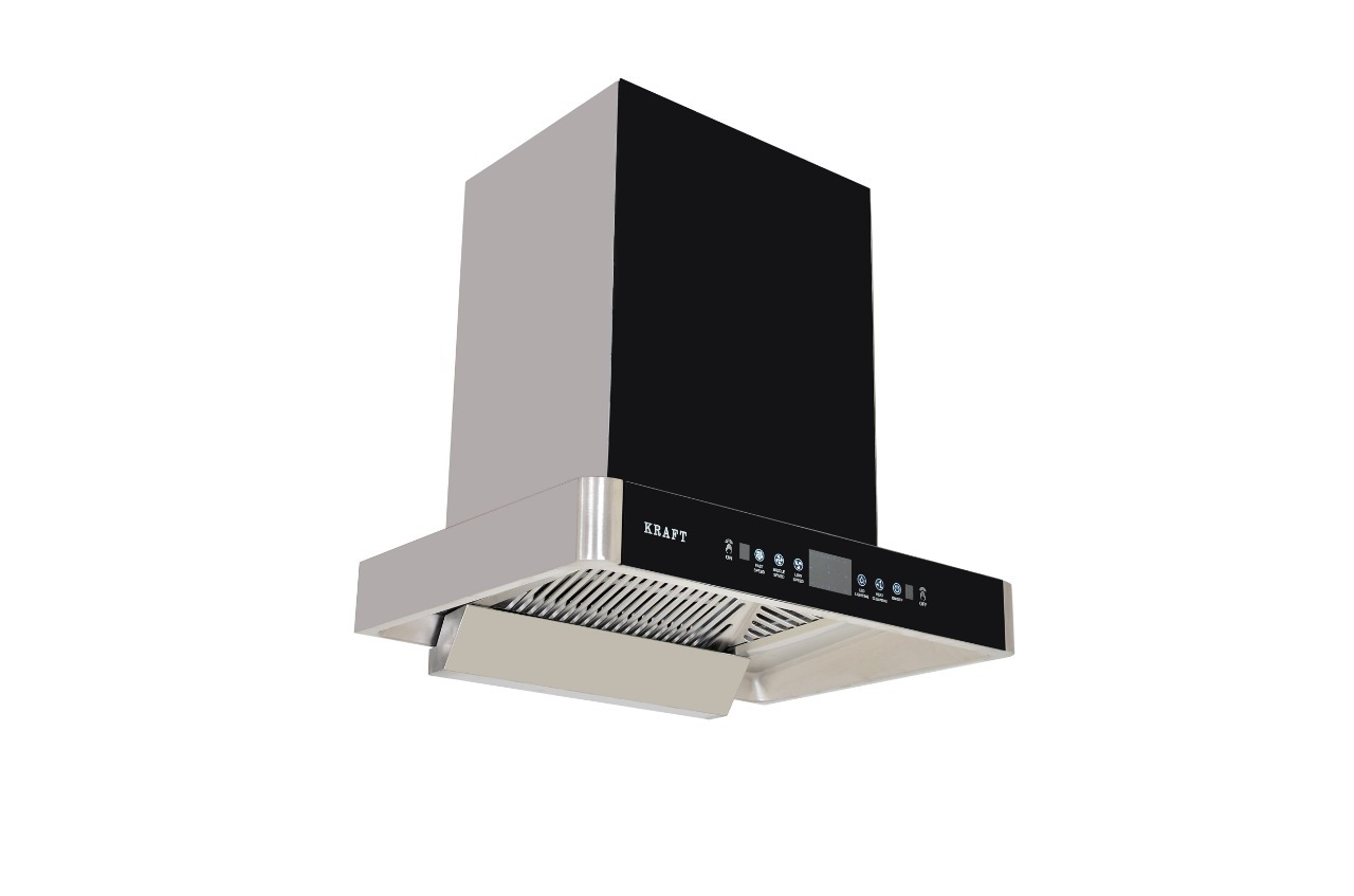 900mm Black Chimney - Stainless Steel, 1900 M3/hr Air Flow | Wall Mounted Vented Design, 54 Db Noise Level, Galvanized Steel Pipe