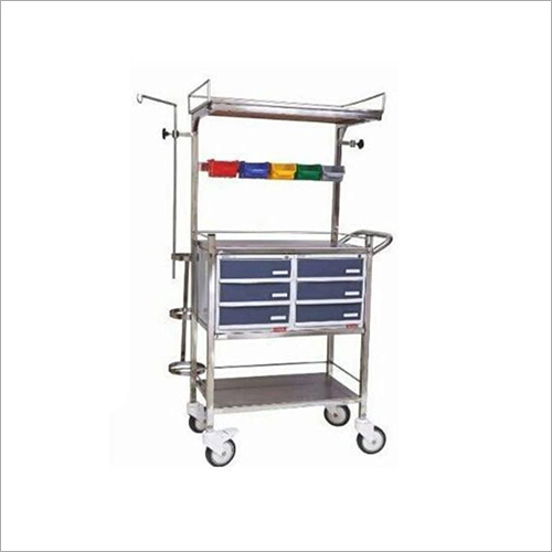 Crash Cart - Stainless Steel, Customized Size | Durable Rack Design for Storage of Medical Equipment in Indian Style
