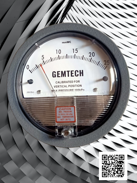 Gemtech Differential Pressure Gauge - Metal Alloy, 4 Inch Diameter, White/black Dial | High Accuracy ±2%, Back Mount Type, 81 Models Available