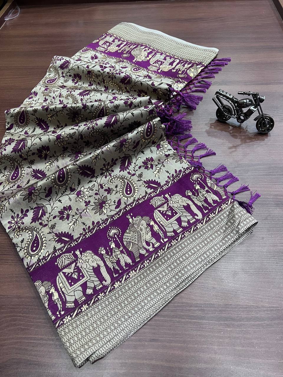 Patola Saree - Dola Silk Fabric, Traditional Ethnic Wear, Color 8, Printed Pattern With Foil Print, Breathable & Washable, Handwork Details