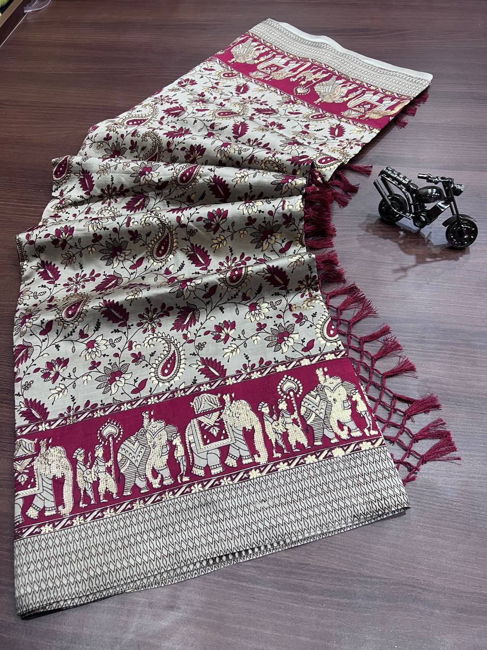 Patola Saree - Dola Silk Fabric, Traditional Ethnic Wear, Color 8, Printed Pattern With Foil Print, Breathable & Washable, Handwork Details