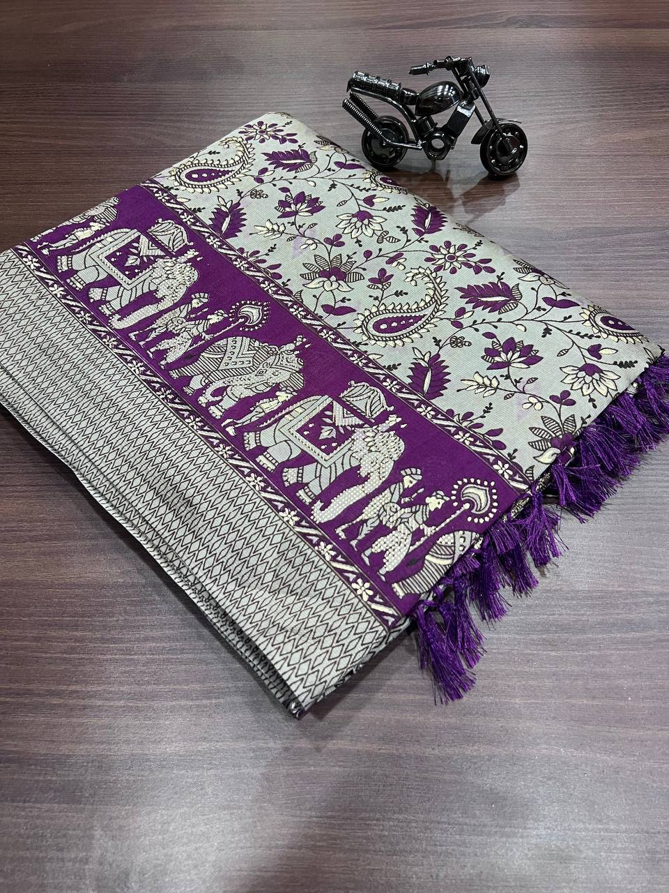 Patola Saree - Dola Silk Fabric, Traditional Ethnic Wear, Color 8, Printed Pattern With Foil Print, Breathable & Washable, Handwork Details