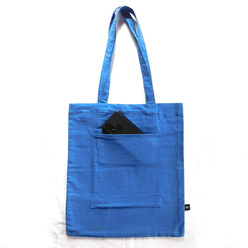 Indigo Dye Embroidery Tote Bag - Cotton Blend | Customized Size, Blue Color - Printed Design For Personalized Style