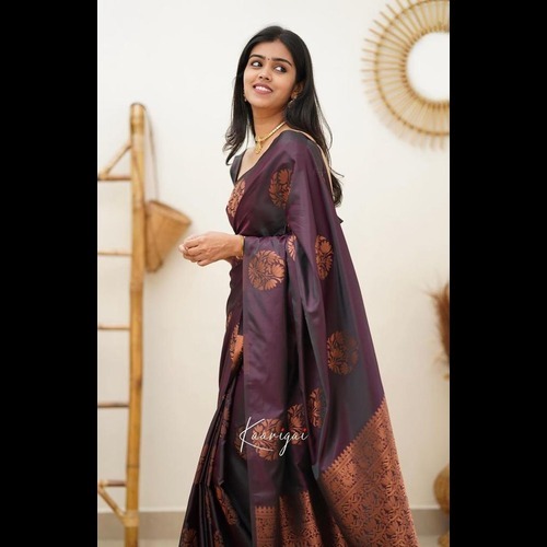Soft Silk Saree - Soft Silk Material, Blue Color | Beautiful Printed Pattern, Traditional Festive Wear, Opaque Style With Jacquard Border