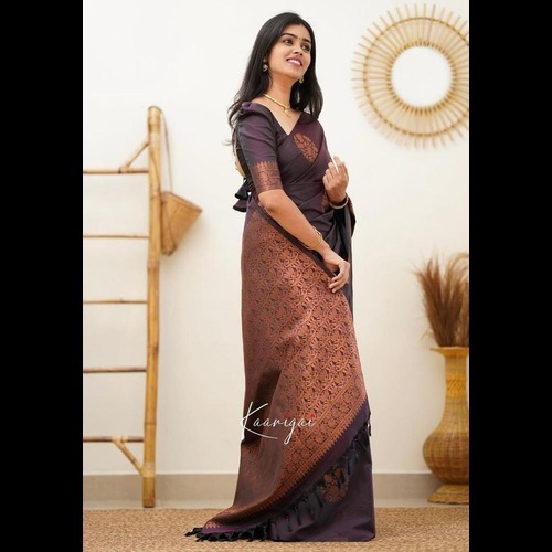 Soft Silk Saree - Soft Silk Material, Blue Color | Beautiful Printed Pattern, Traditional Festive Wear, Opaque Style With Jacquard Border