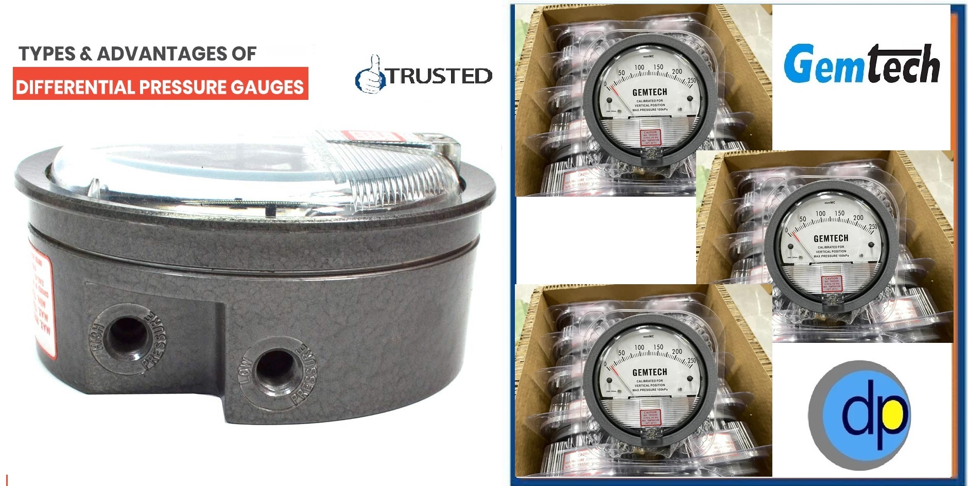G2000 Gemtech Differential Pressure Gauge - Metal Alloy, 112 Mm Diameter, Matte Black Finish | Shock Resistant, Frictionless Movement, 2% Accuracy, Ideal For Medical And Industrial Applications
