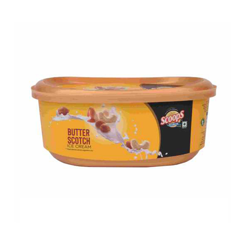 Plastic Butter Scotch Ice Cream Container - 500ml | Eco-friendly, Polished Surface, Normal Heat Resistance
