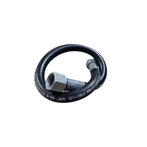 High Pressure Hydraulic Hose Pipe - Rubber, 3/8 Inch Diameter, 3 Meter Length, Black-Silver Color, Round Shape, Industrial Use