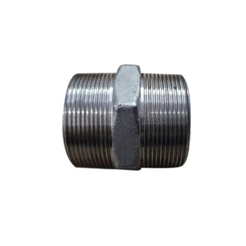 Stainless Steel Hex Pipe Nipple - 1/2 Inch, Polished Finish, 2mm Thickness | Threaded End Connection, Hardware Application, Silver Color