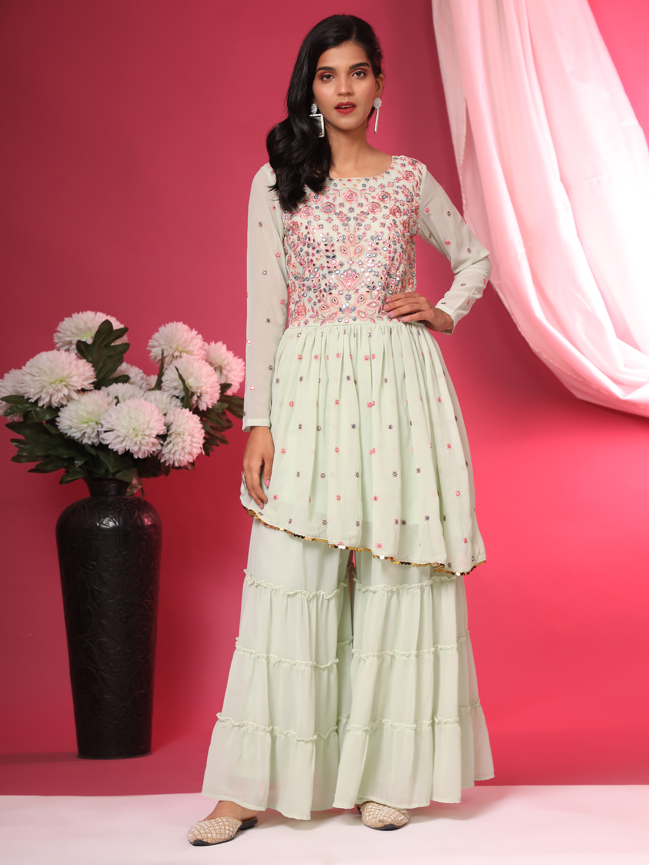 Thread Work Sharara Suit