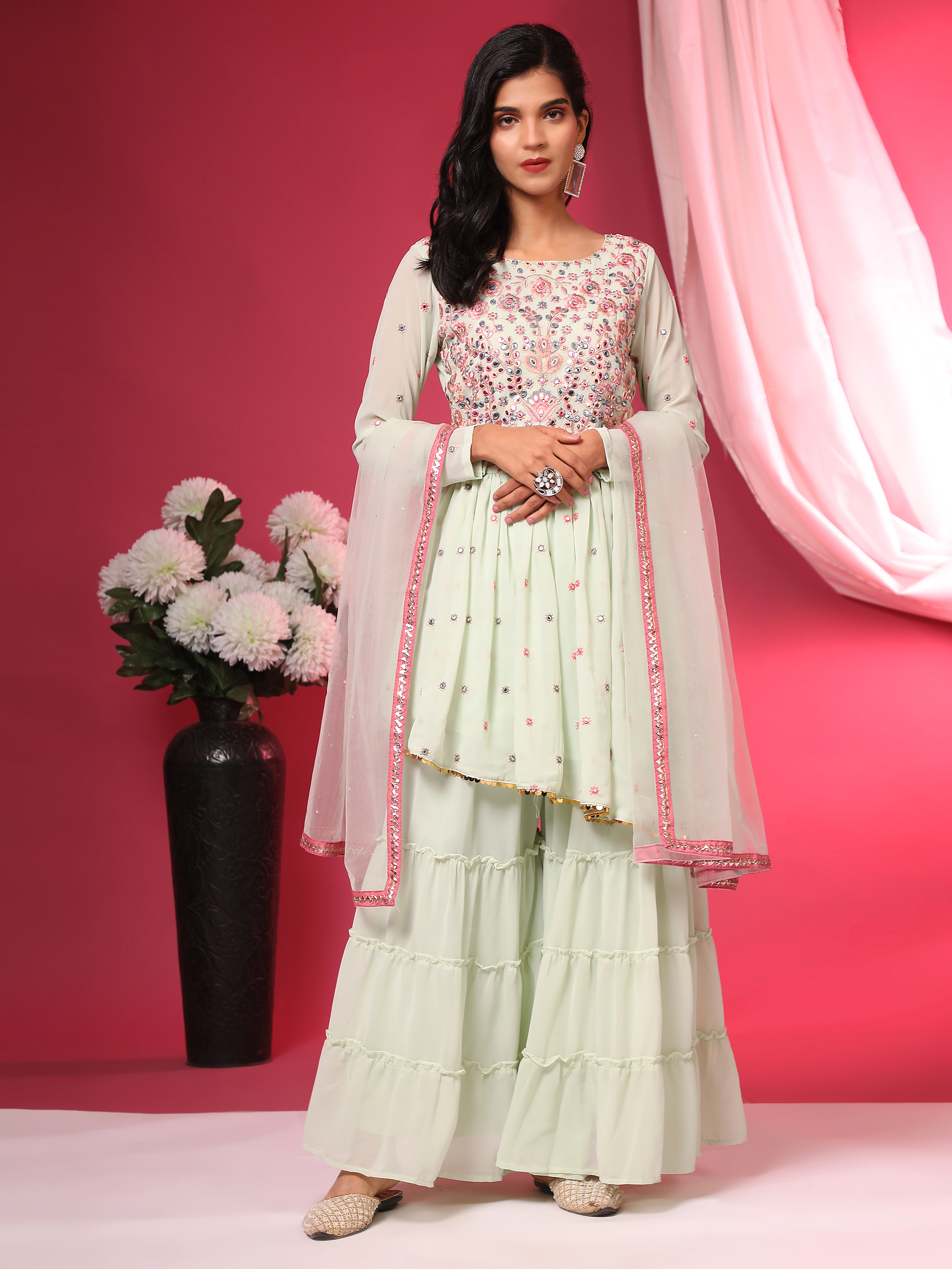 Thread Work Sharara Suit