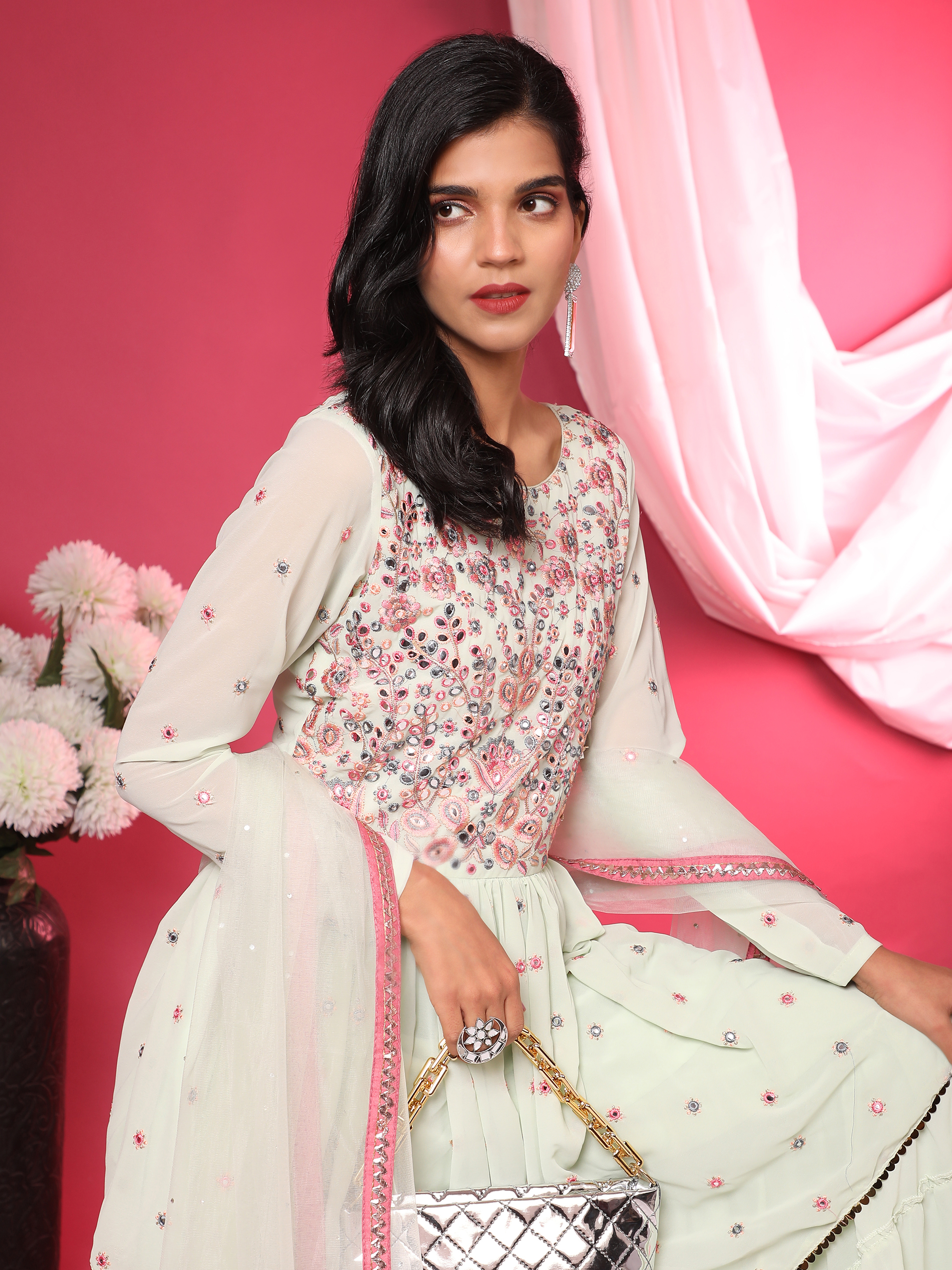 Thread Work Sharara Suit