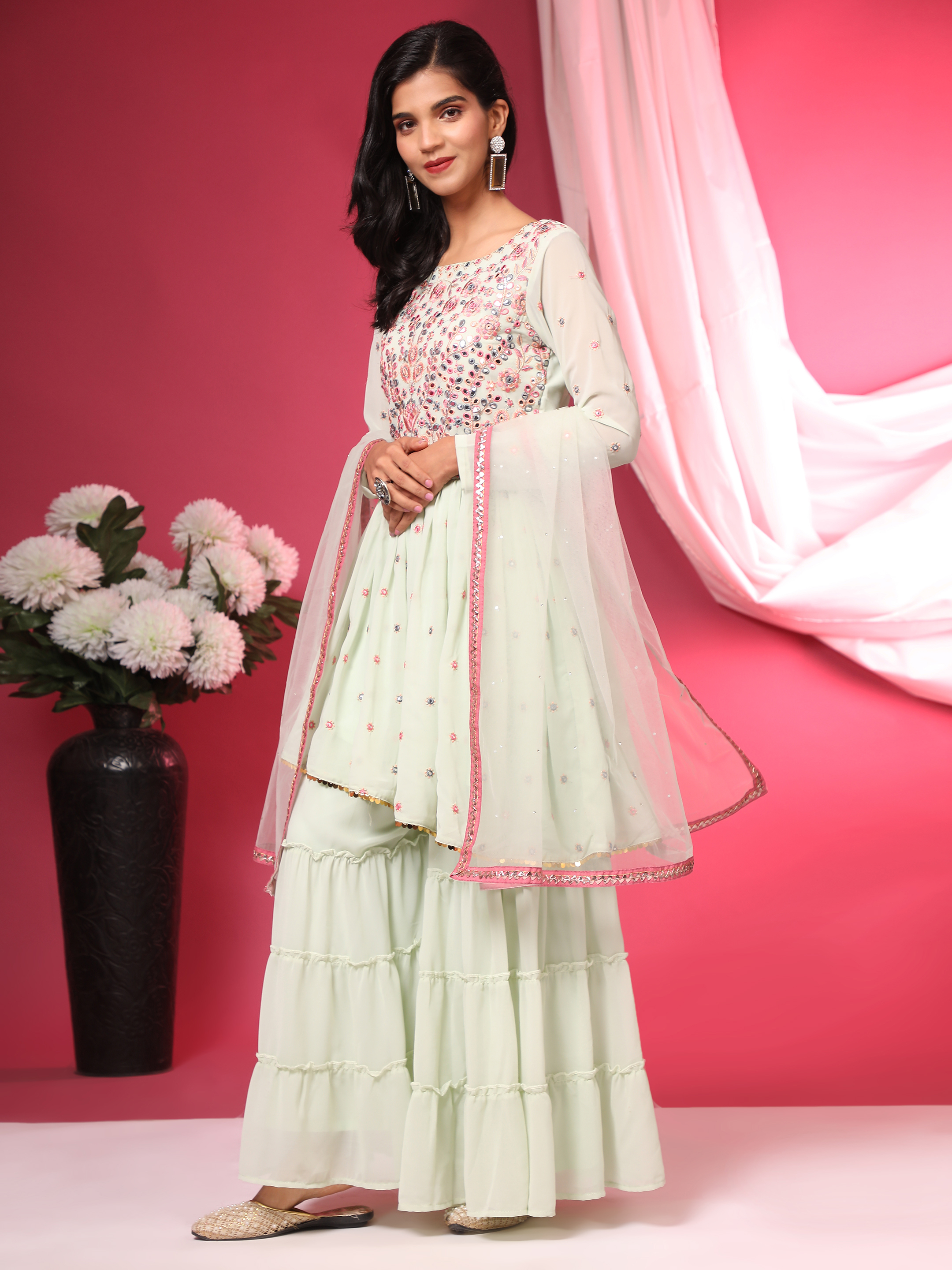 Thread Work Sharara Suit