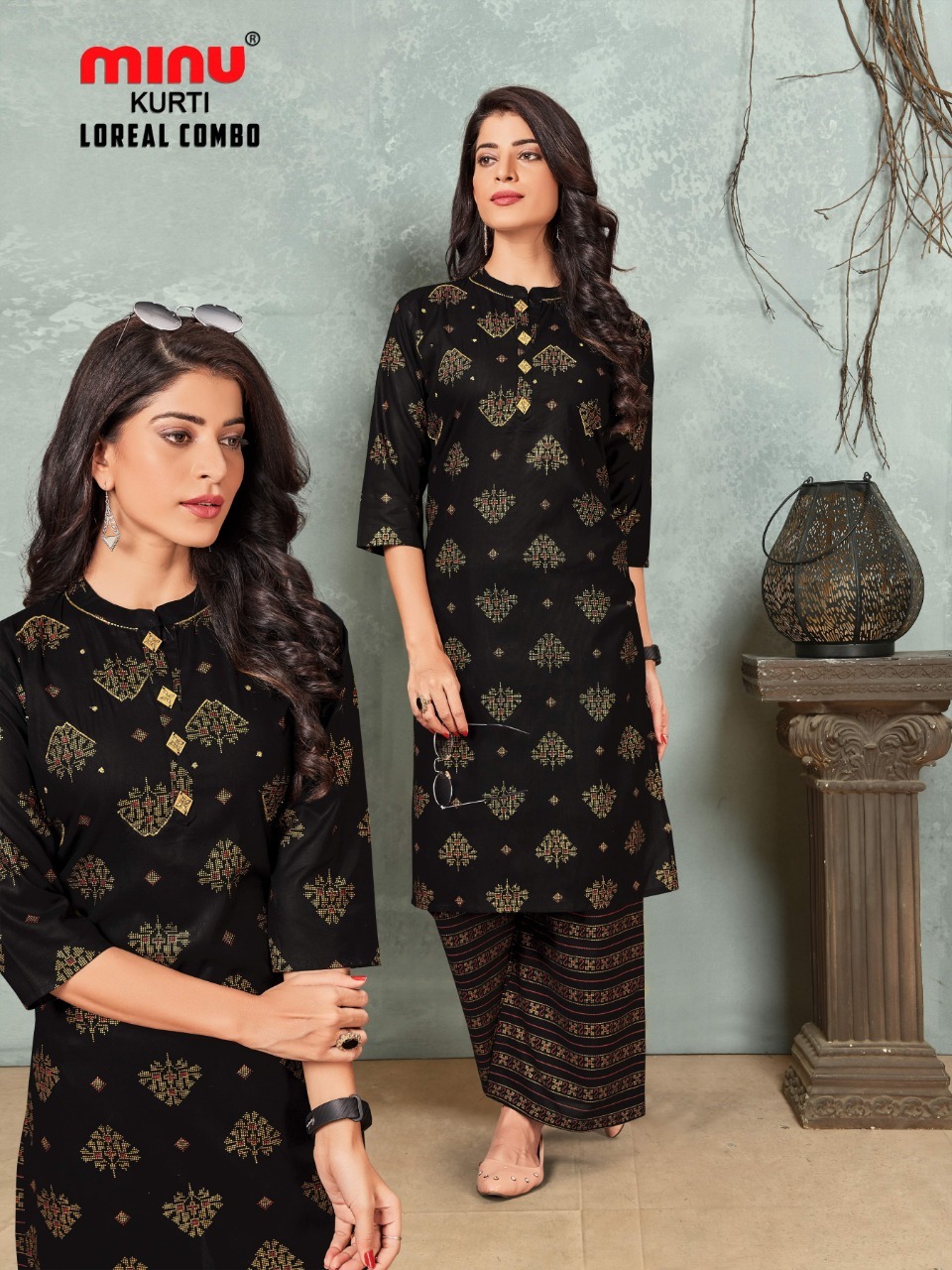 Loreal Premium Rayon Long Hand Embroidered Kurti Set - Size M-l-xl, Includes Palazzo, Elegant Designer Wear