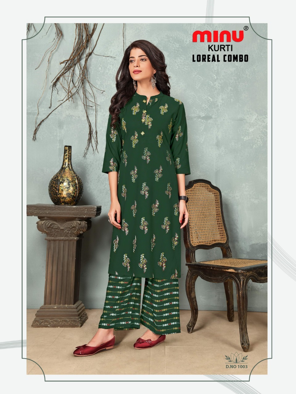 Loreal Premium Rayon Long Hand Embroidered Kurti Set - Size M-l-xl, Includes Palazzo, Elegant Designer Wear
