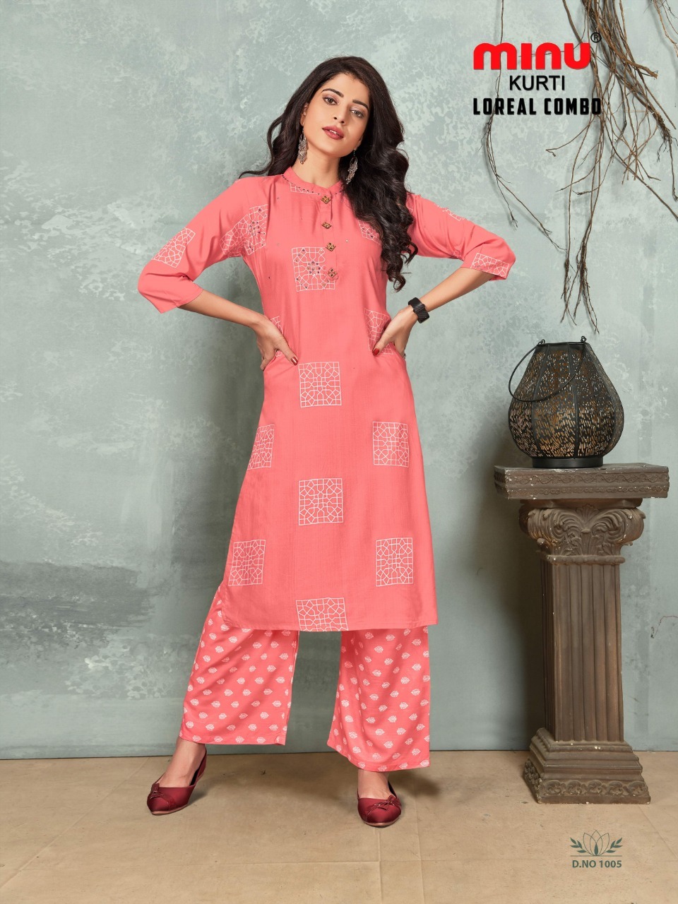 Loreal Premium Rayon Long Hand Embroidered Kurti Set - Size M-l-xl, Includes Palazzo, Elegant Designer Wear