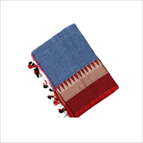 ब्लू प्योर कॉटन साड़ी