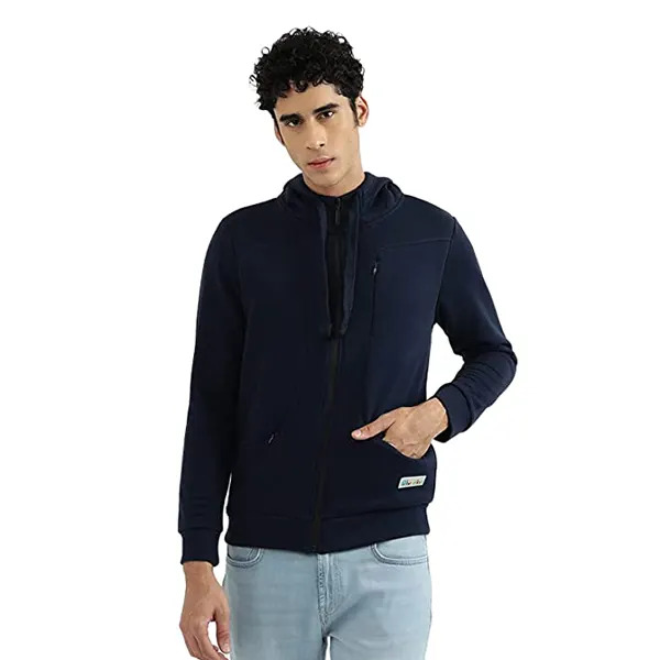 Black Men Solid Hooded Neck Sweatshirt