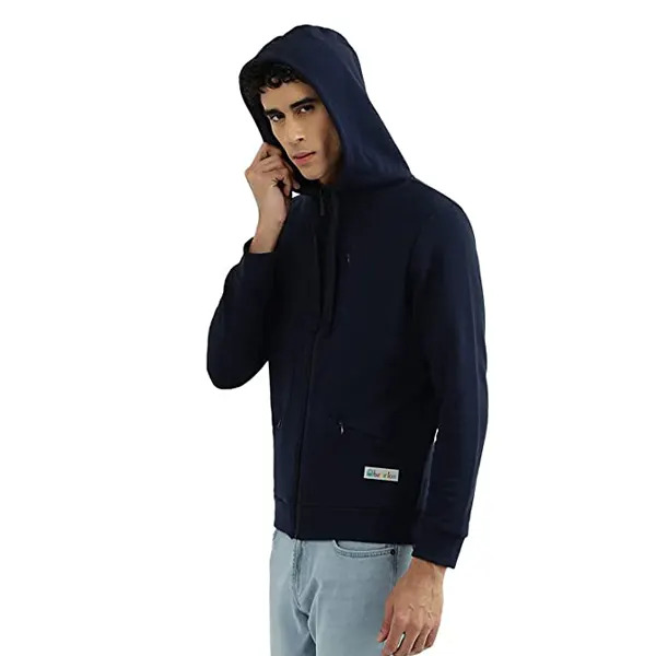 Black Men Solid Hooded Neck Sweatshirt