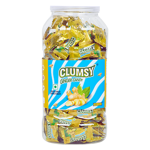 Clumsy Ginger Flavored Candy - 595g Solid Candy, Sweet With Mild Ginger Flavor, Eggless, Natural Ginger Oil Infusion, Caramel Color
