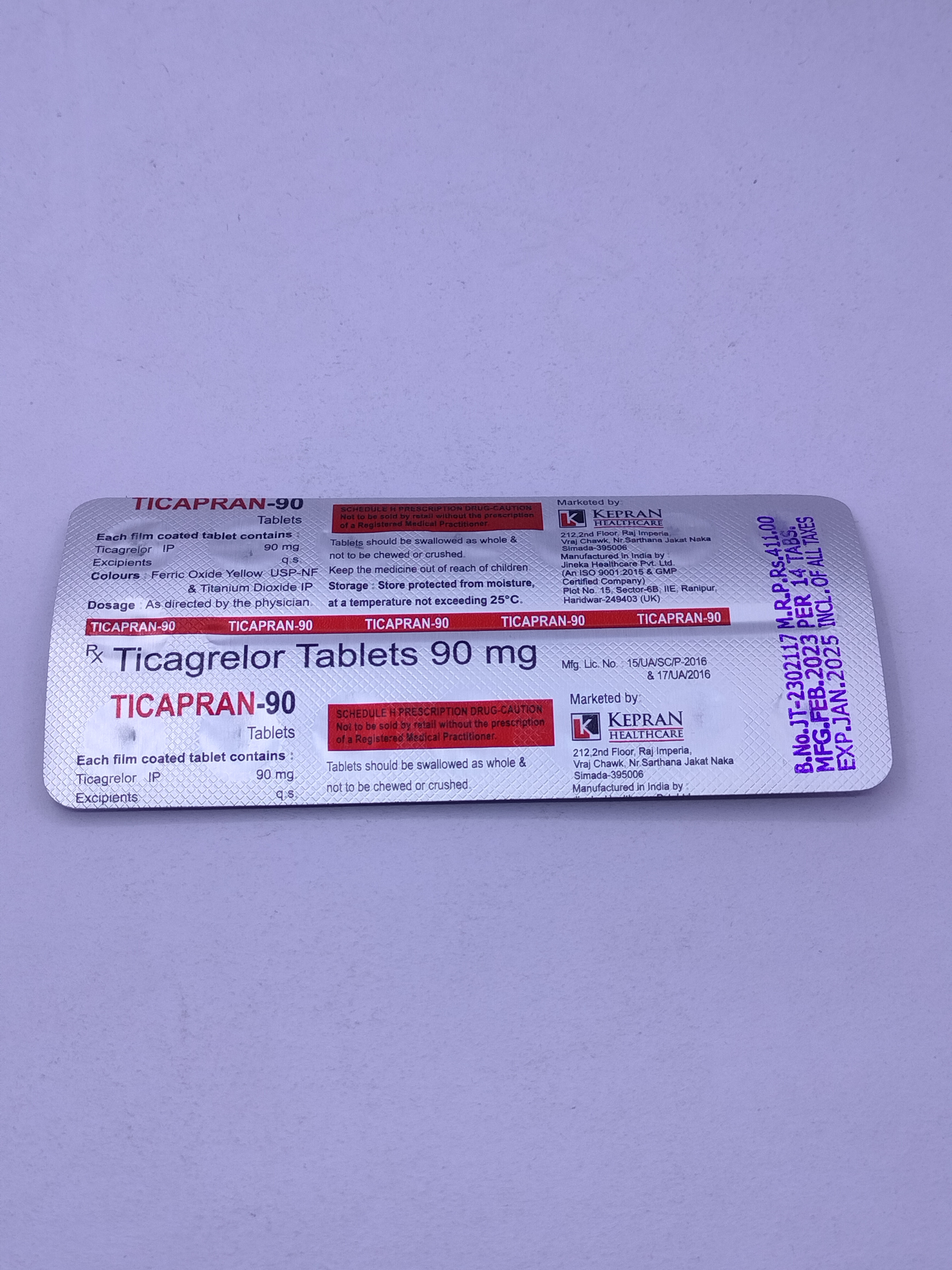 Ticagrelor Tablet - Heart Attack And Stroke Prevention Medication | Dry Place Storage, Effective Heart Health Solution