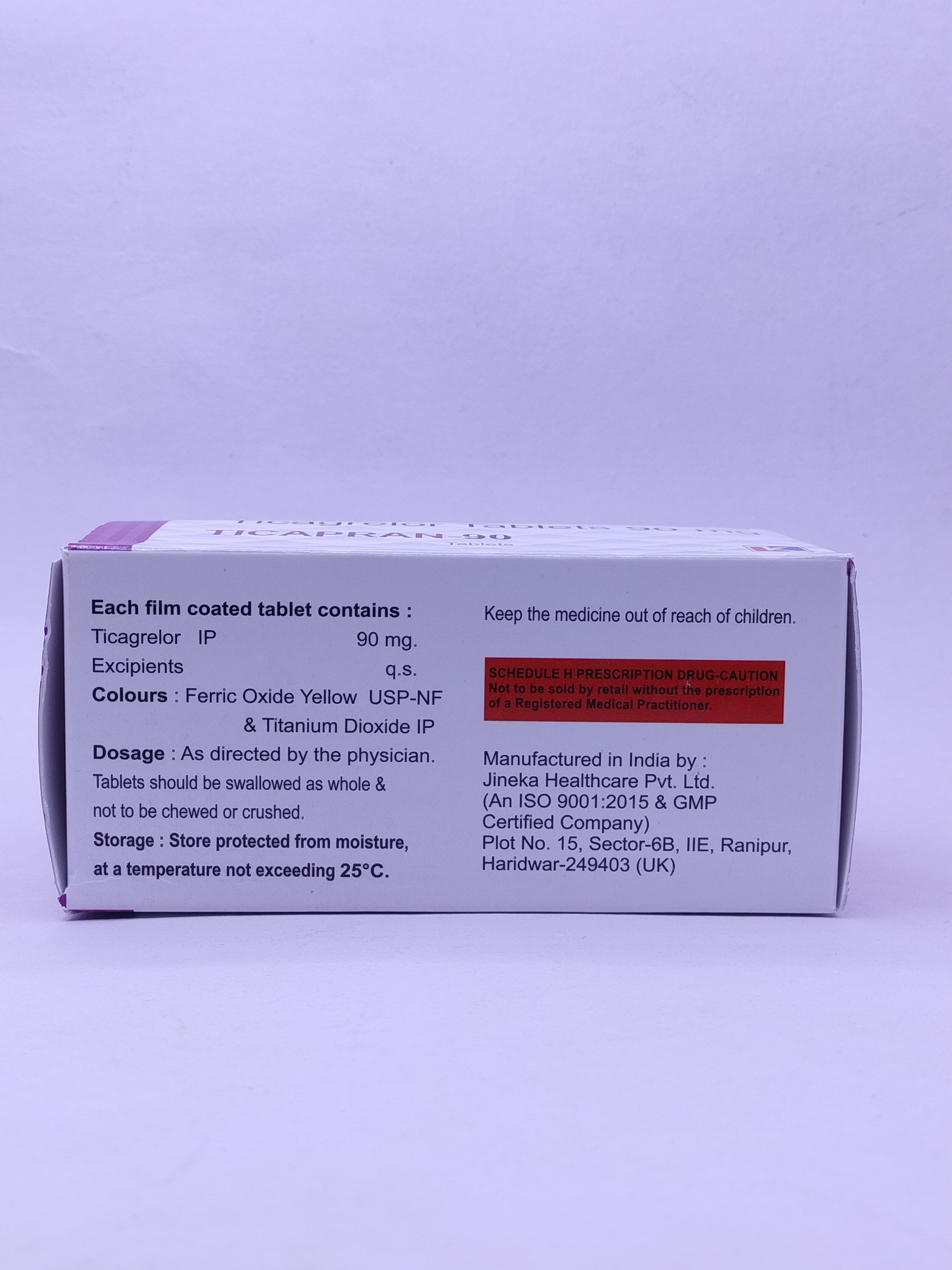 Ticagrelor Tablet - Heart Attack And Stroke Prevention Medication | Dry Place Storage, Effective Heart Health Solution