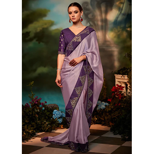 Party Wear Lily Purple Woven Banarasi Soft Silk Designer Saree