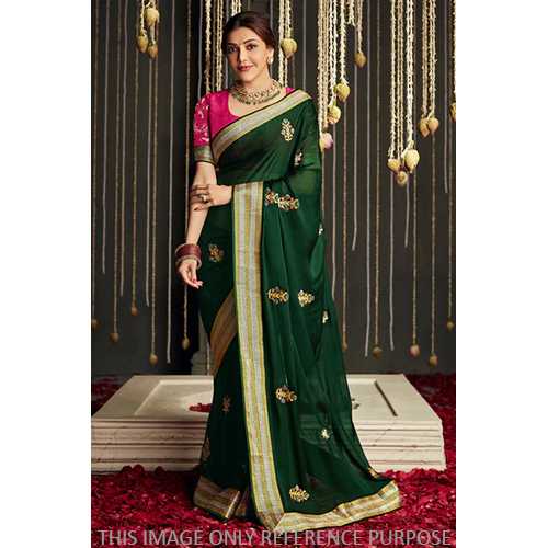 Phthalo Green Dola Silk Saree - Cotton Silk Fabric, Elegant Banarasi Style with Embroidered Pallu Patterns and Intricate Border Design