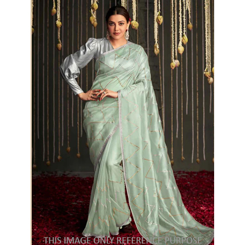 Party Wear Sober Sea Green Dola Silk Saree