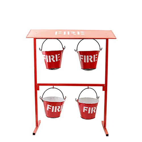 Fire Bucket Stand - Mild Steel, Red Color | Industrial and Commercial Use, 1-Year Warranty