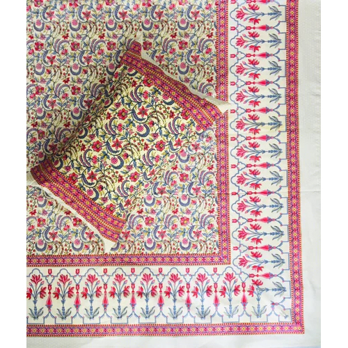 Jaipur Bed Sheets - 100% Cotton, King Size, Multicolor Printed Design | Washable, Includes 2 Pillowcases, Plain Style for Luxurious Bedding